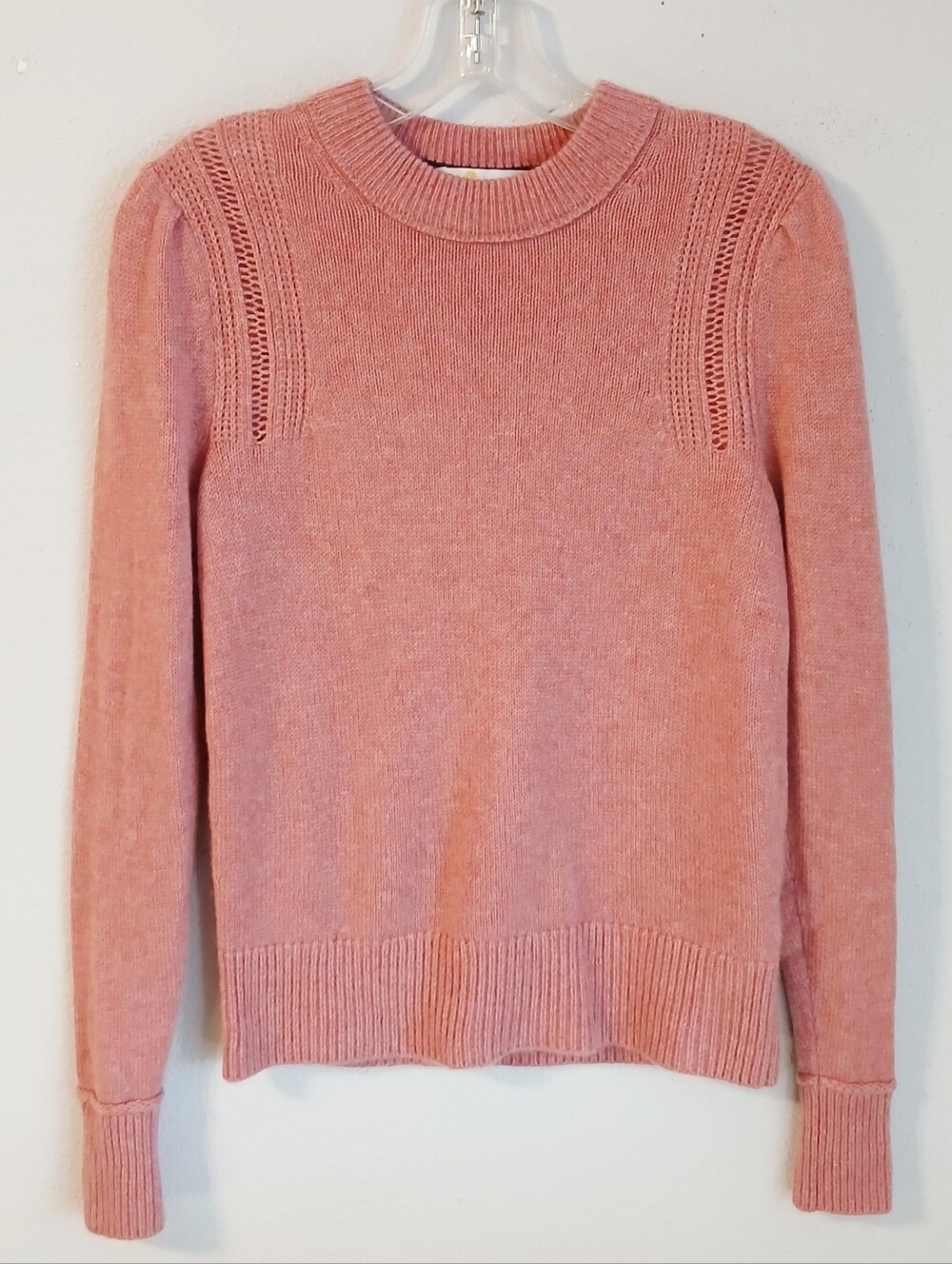 Boden Dusty Rose Pointelle Crewneck Sweater 100 % Cashmere Size Small